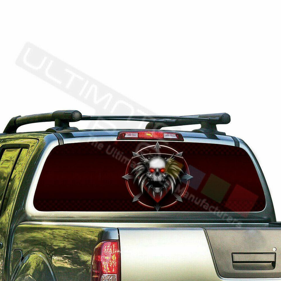 Skulls Design Decals Window See Thru Stickers Perforated for Nissan Frontier