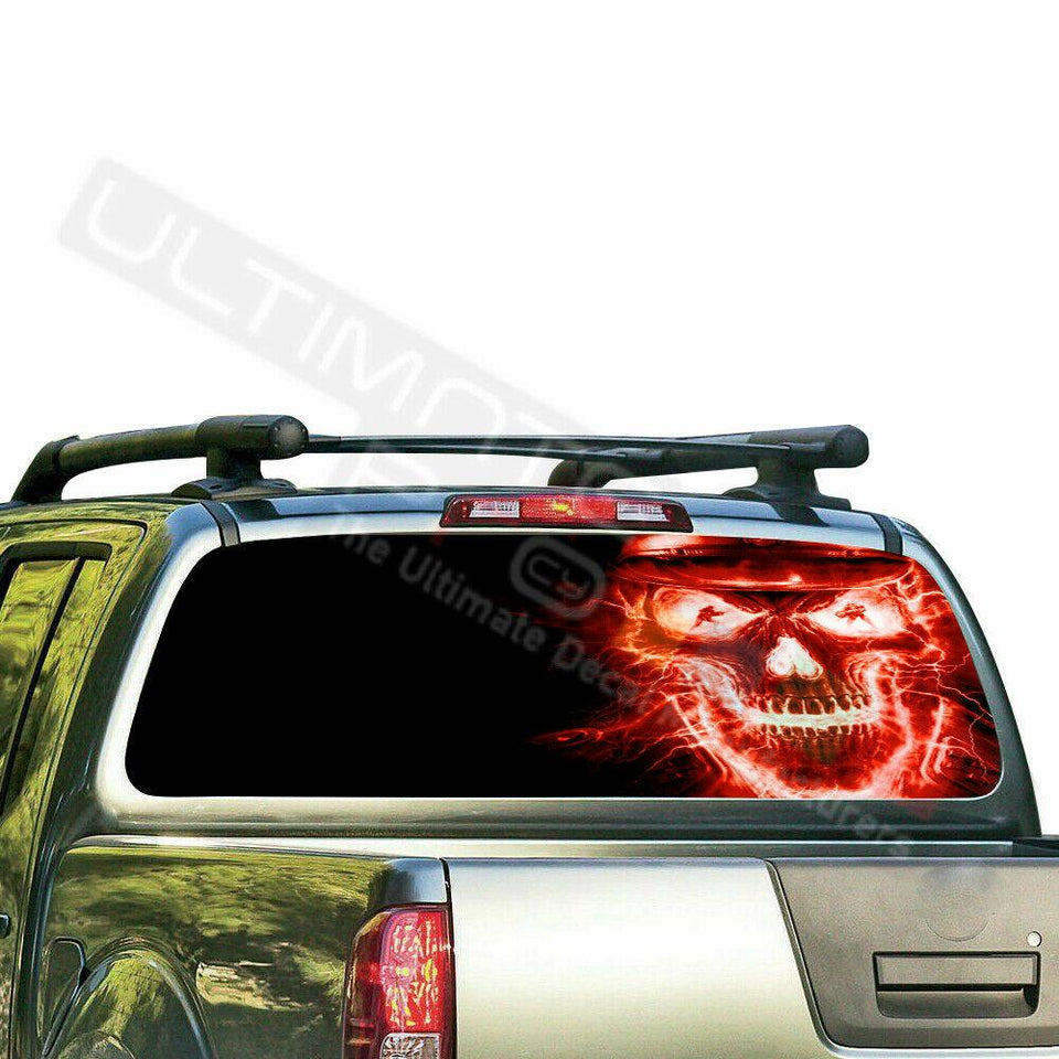 Skulls Design Decals Window See Thru Stickers Perforated for Nissan Frontier