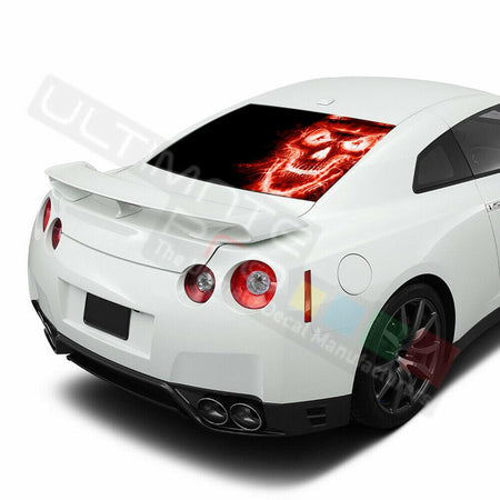 Skulls Design Decals Window See Thru Stickers Perforated for Nissan GTR 2019