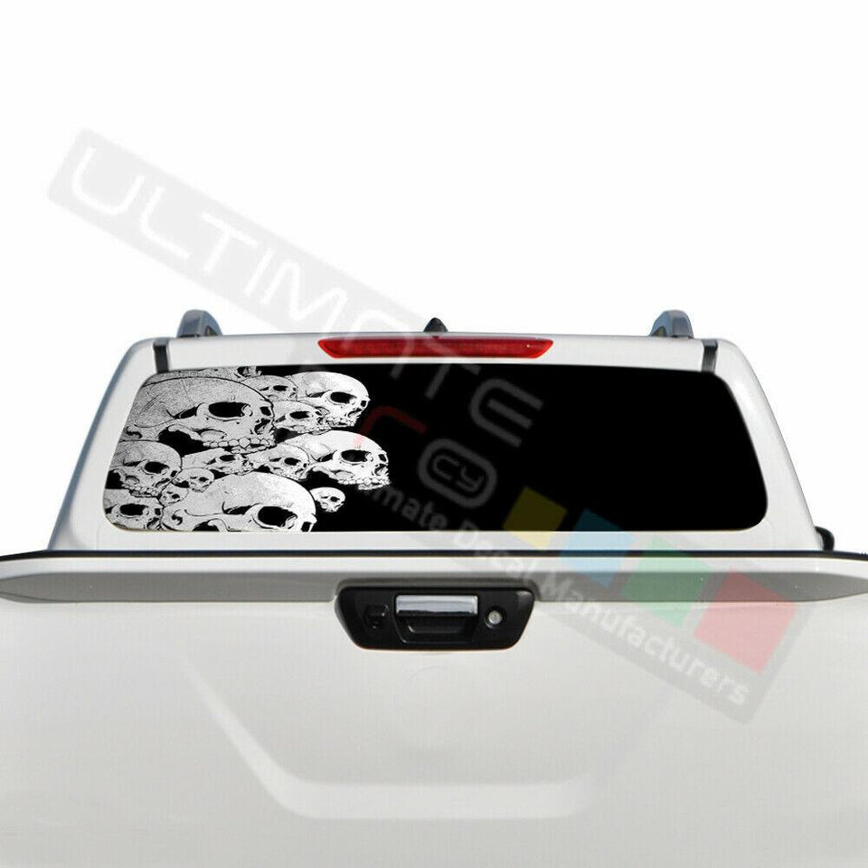 Skulls Design Decals Window See Thru Stickers Perforated for Nissan Navara 2016