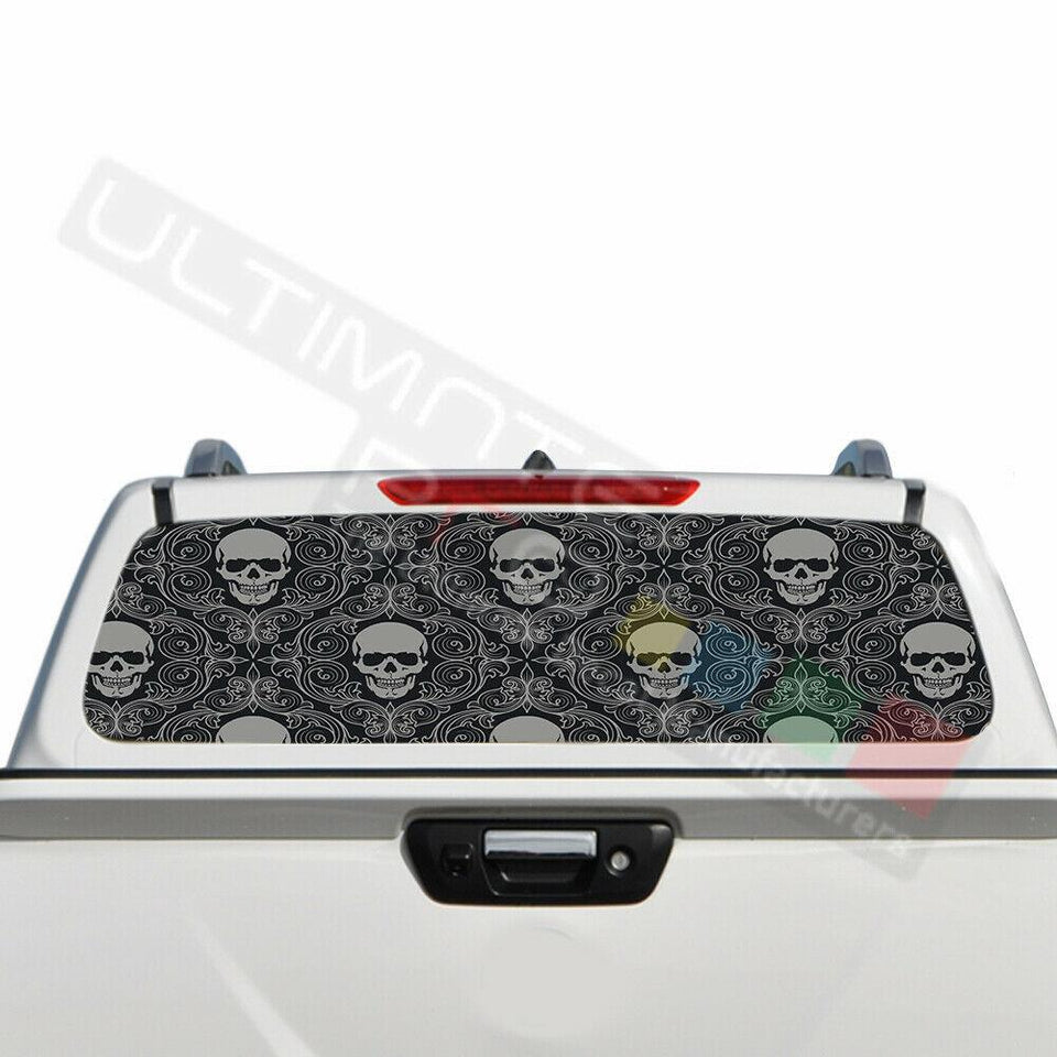 Skulls Design Decals Window See Thru Stickers Perforated for Nissan Navara 2016