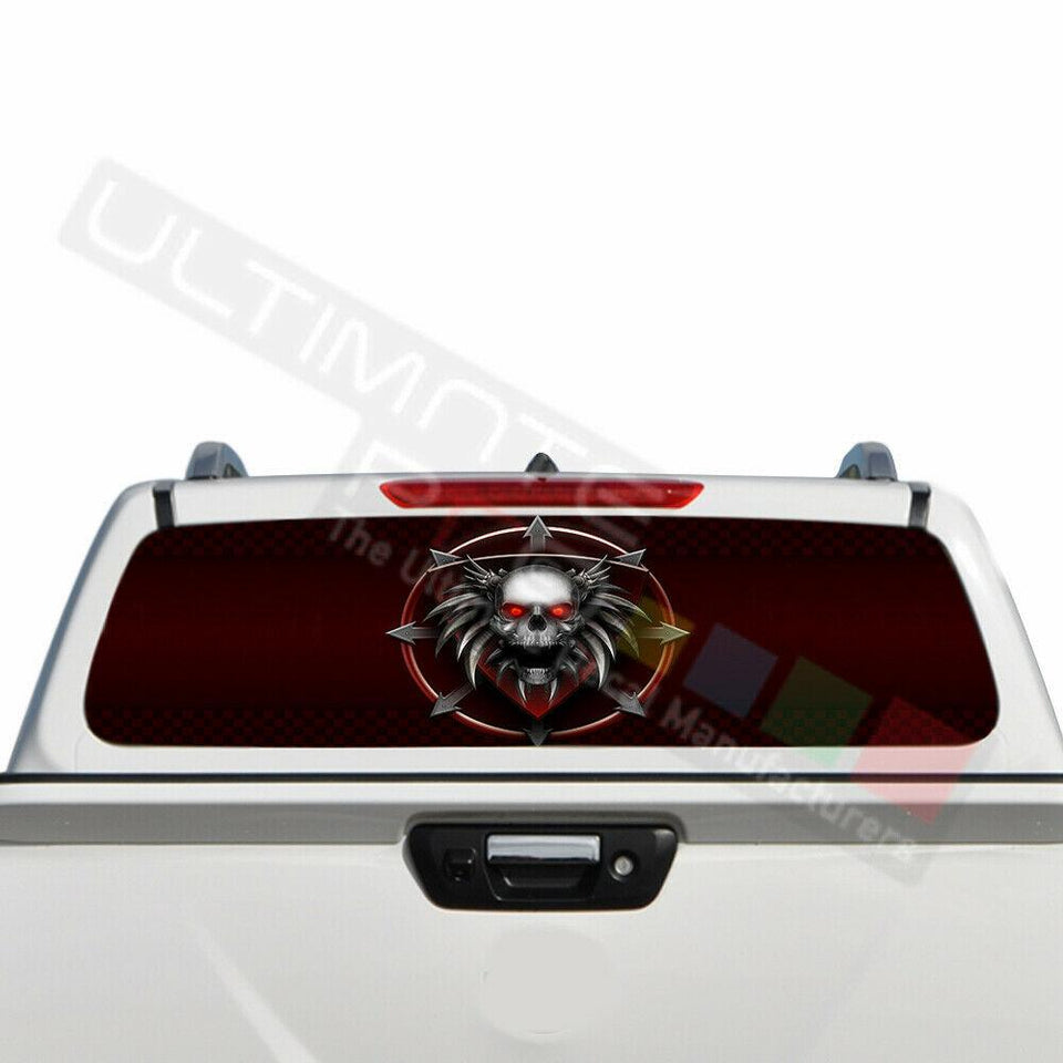 Skulls Design Decals Window See Thru Stickers Perforated for Nissan Navara 2016