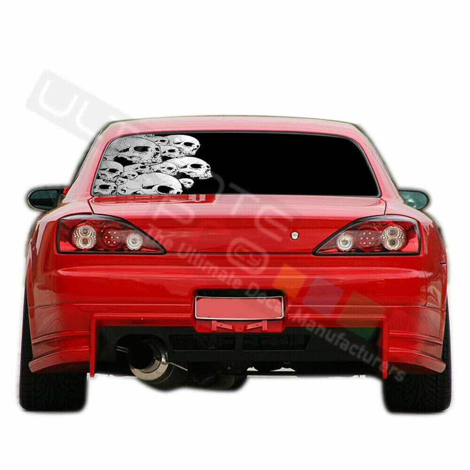 Skulls Design Decals Window See Thru Stickers Perforated for Nissan Silvia 2018