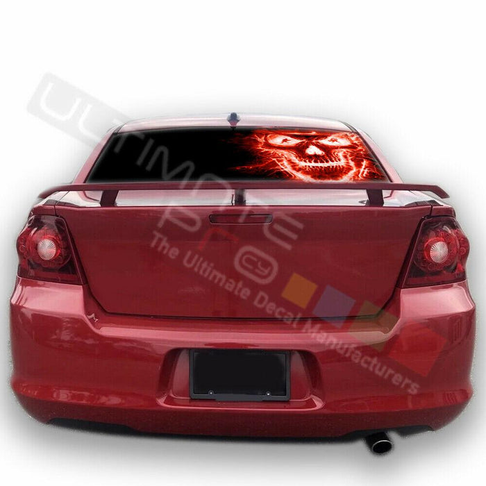 Skulls design Rear Window See Thru Stickers Perforated for Dodge Avenger 2002 - 2006 - 2009 - 2012 - 2014