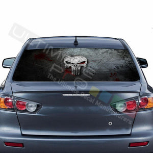 Skulls Design Rear Window See Thru Stickers Perforated for Mitsubishin Evo 2018