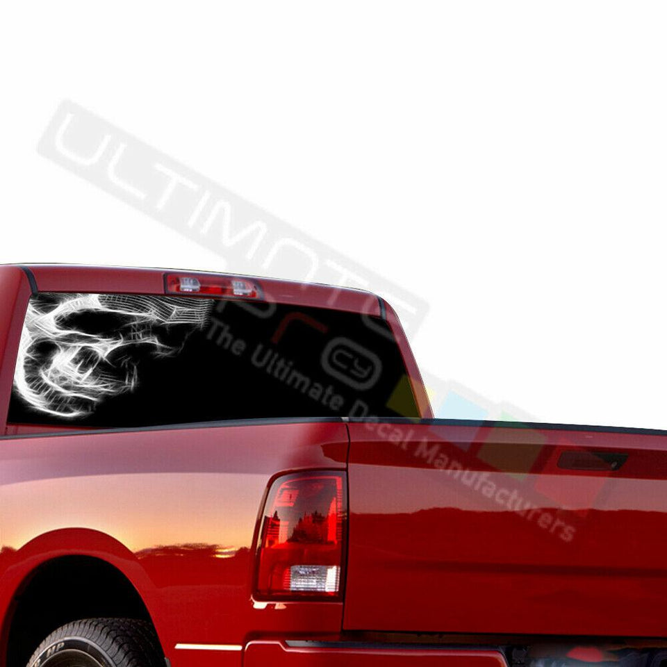 Skulls Designs Decals Rear Window See Thru Stickers Perforated for Dodge Ram