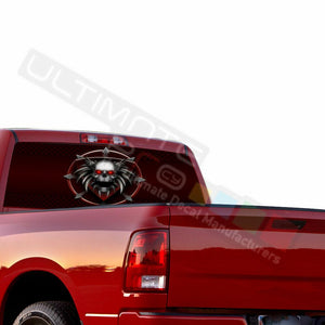 Skulls Designs Decals Rear Window See Thru Stickers Perforated for Dodge Ram