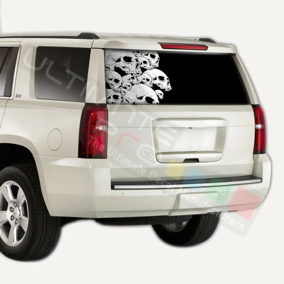 Skulls designs Rear Window CThru Stickers Perforated for Chevrolet Tahoe 2020