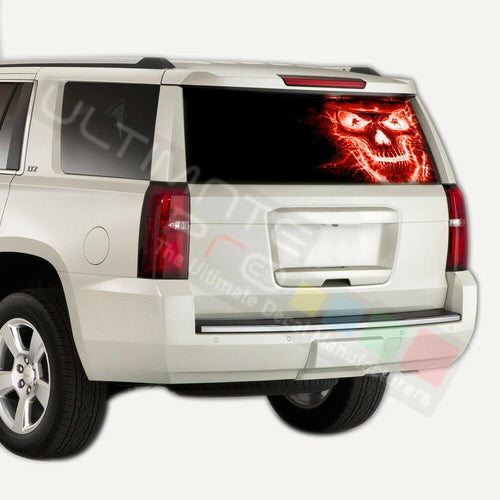 Skulls designs Rear Window CThru Stickers Perforated for Chevrolet Tahoe 2020