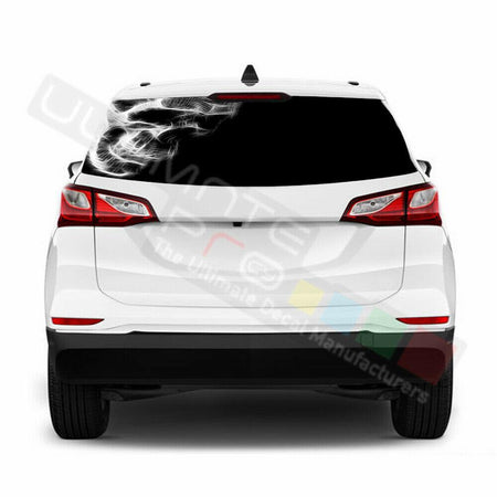 Skulls Designs Rear Window See Thru Stickers Perforated for Chevrolet Equinox