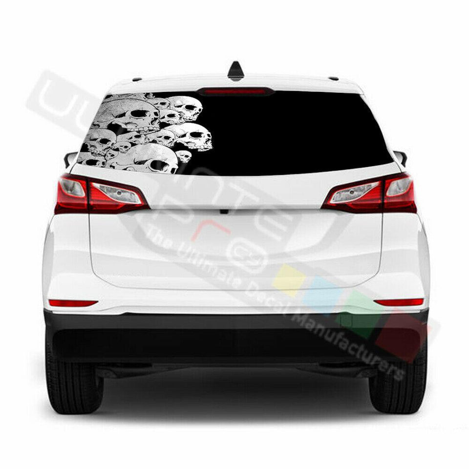 Skulls Designs Rear Window See Thru Stickers Perforated for Chevrolet Equinox