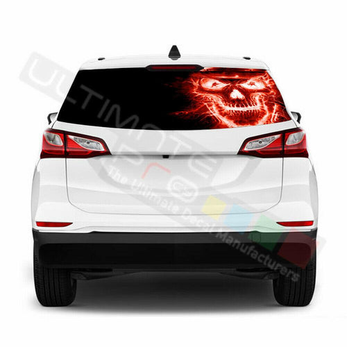 Skulls Designs Rear Window See Thru Stickers Perforated for Chevrolet Equinox