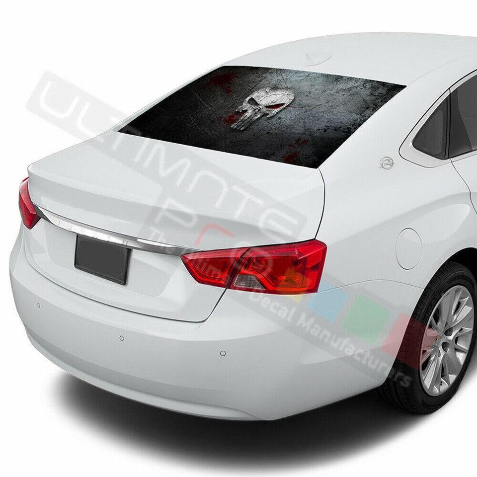 Skulls designs Rear Window See Thru Stickers Perforated for Chevrolet Impala