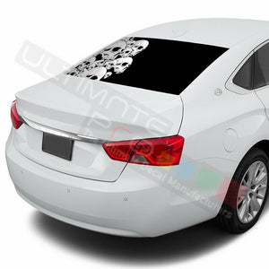 Skulls designs Rear Window See Thru Stickers Perforated for Chevrolet Impala