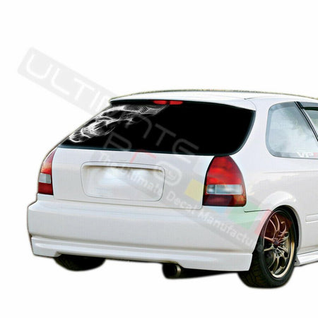 Skulls Designs Rear Window See Thru Stickers Perforated for Honda Civic 1996