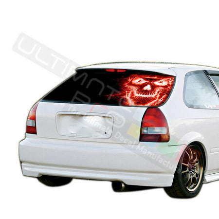 Skulls Designs Rear Window See Thru Stickers Perforated for Honda Civic 1996