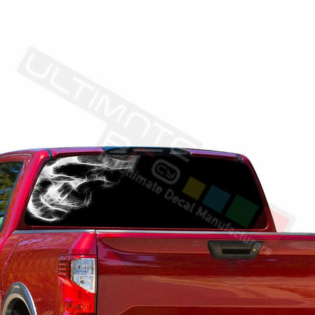 Skulls Designs Window See Thru Stickers Perforated for Nissan Titan 2017 2018