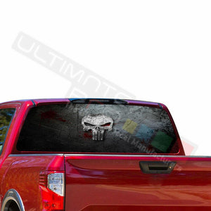 Skulls Designs Window See Thru Stickers Perforated for Nissan Titan 2017 2018