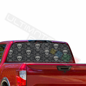 Skulls Designs Window See Thru Stickers Perforated for Nissan Titan 2017 2018