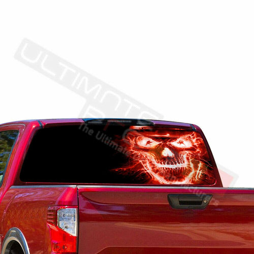 Skulls Designs Window See Thru Stickers Perforated for Nissan Titan 2017 2018