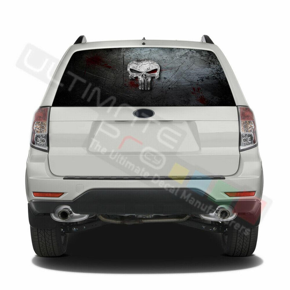 Skulls Designs Window See Thru Stickers Perforated for Subaru Forester 2018 2019