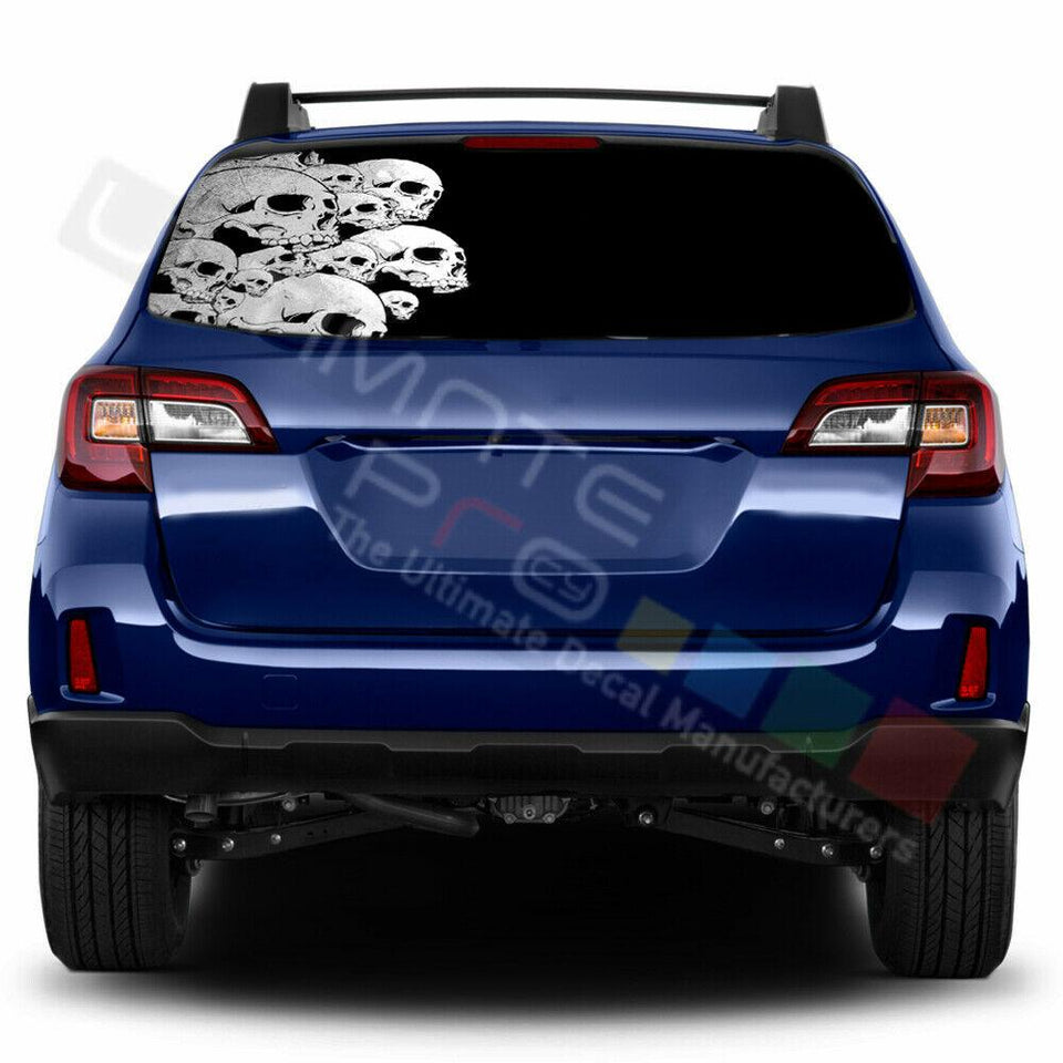 Skulls Designs Window See Thru Stickers Perforated for Subaru Outback 2018 2019