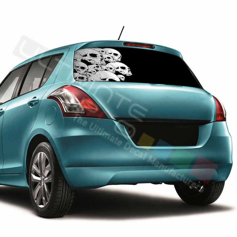 Skulls Designs Window See Thru Stickers Perforated for Suzuki Swift 2016 2017