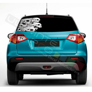 Skulls Designs Window See Thru Stickers Perforated for Suzuki Vitara 2016 2017