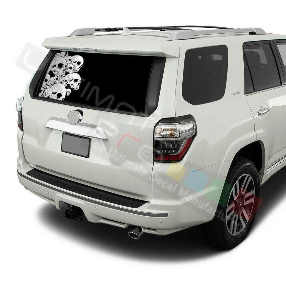 Skulls Designs Window See Thru Stickers Perforated for Toyota 4Runner 2017 2018