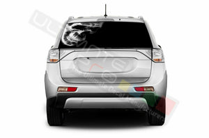 Skulls Rear Window See Thru Stickers Perforated for Mitsubishi Outlander 2019