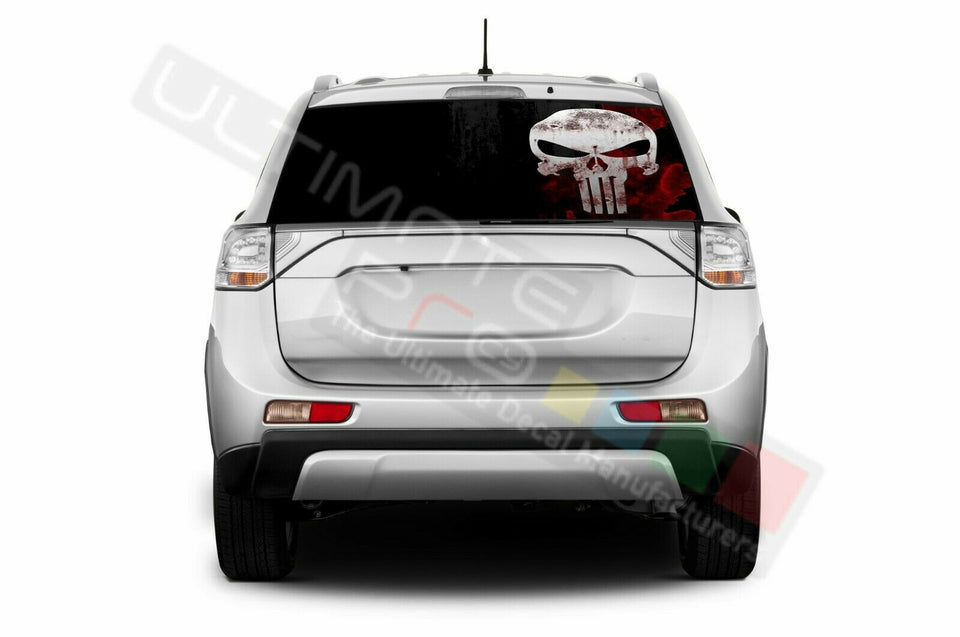 Skulls Rear Window See Thru Stickers Perforated for Mitsubishi Outlander 2019