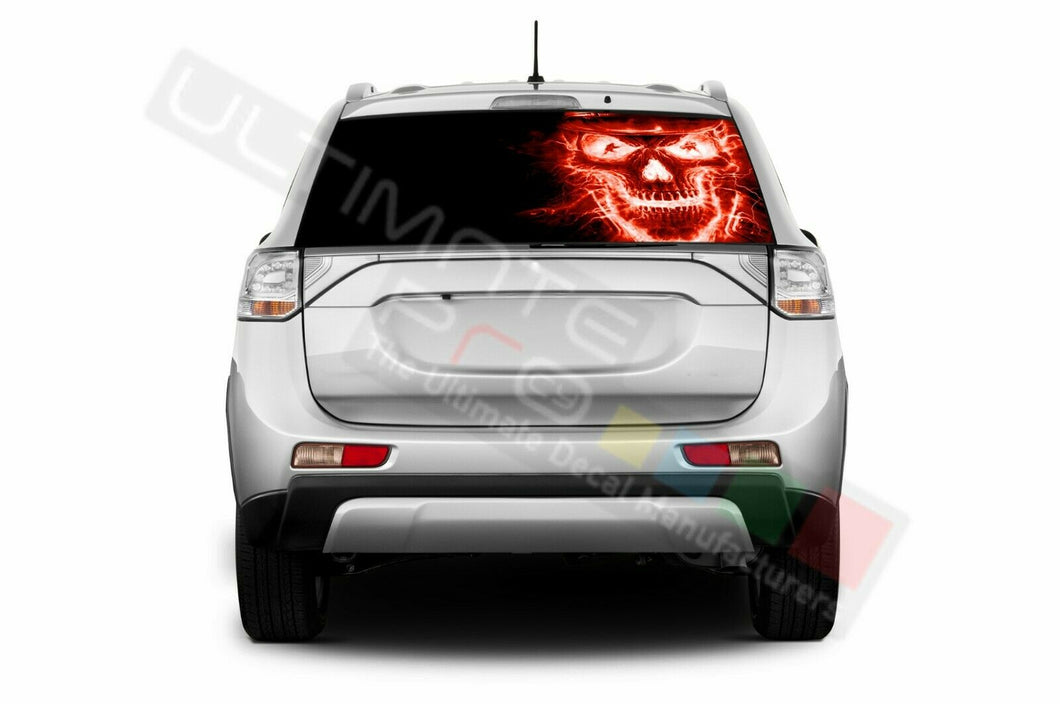 Skulls Rear Window See Thru Stickers Perforated for Mitsubishi Outlander 2019