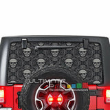 Skulls See Thru Stickers Perforated for Jeep Wrangler 2 doors rear window 2018