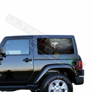 Skulls See Thru Stickers Perforated for Jeep Wrangler 2 doors side window 2018