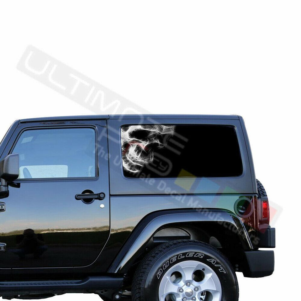 Skulls See Thru Stickers Perforated for Jeep Wrangler 2 doors side window 2018