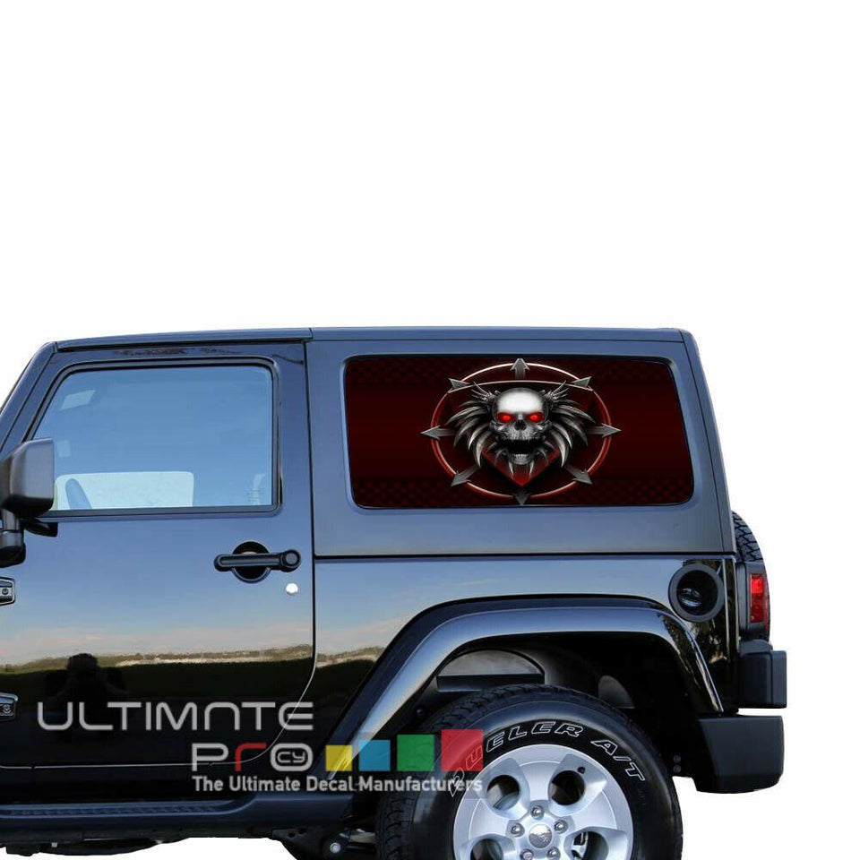 Skulls See Thru Stickers Perforated for Jeep Wrangler 2 doors side window 2018