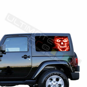 Skulls See Thru Stickers Perforated for Jeep Wrangler 2 doors side window 2018