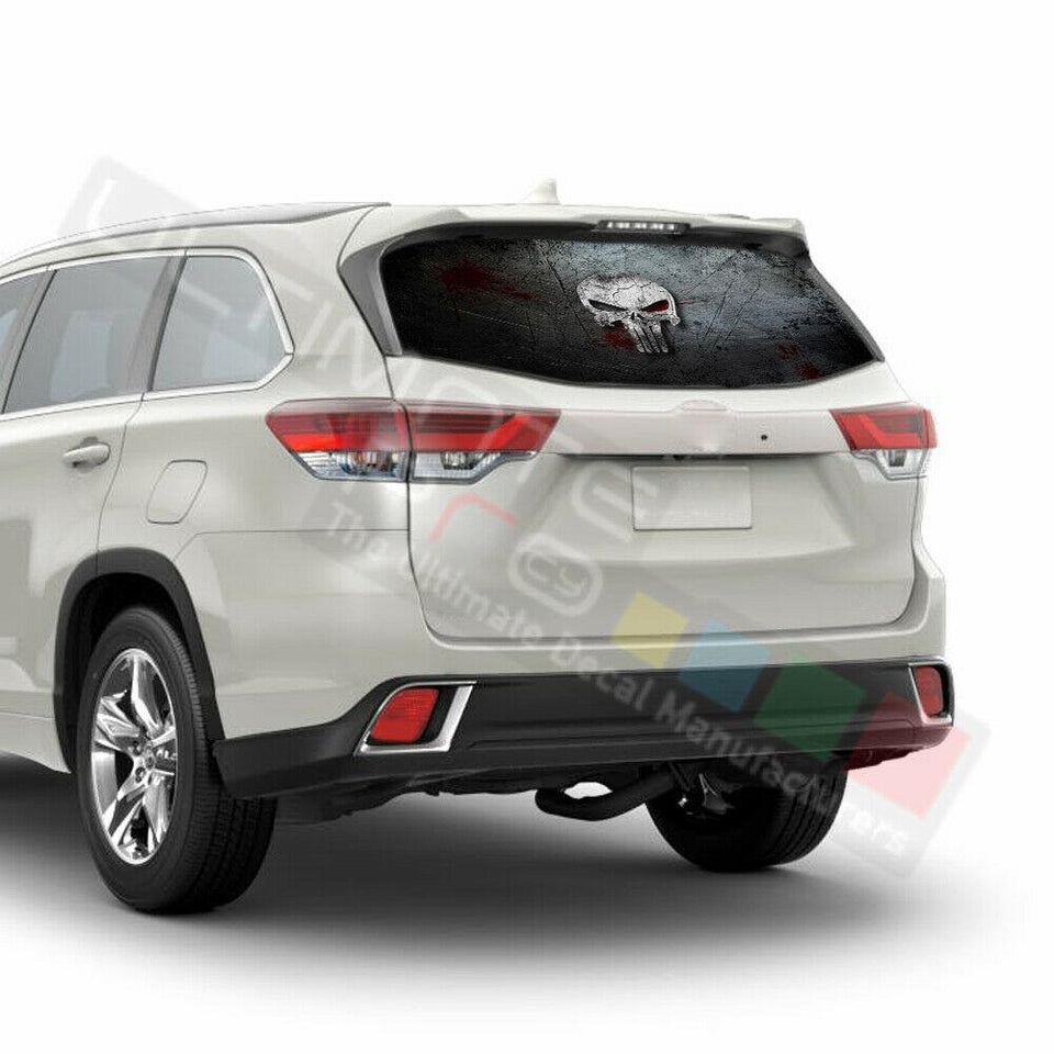 Skulls Window See Thru Stickers Perforated for Toyota Highlander 2016 2017 2018