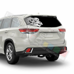 Skulls Window See Thru Stickers Perforated for Toyota Highlander 2016 2017 2018