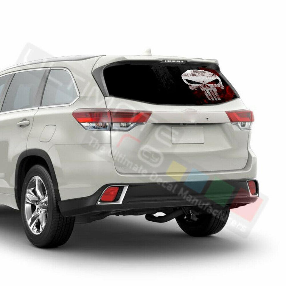 Skulls Window See Thru Stickers Perforated for Toyota Highlander 2016 2017 2018