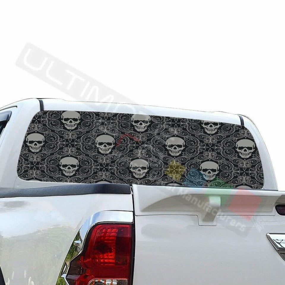 Skulls Window See Thru Stickers Perforated for Toyota Hilux 2016 2017 2018 2019