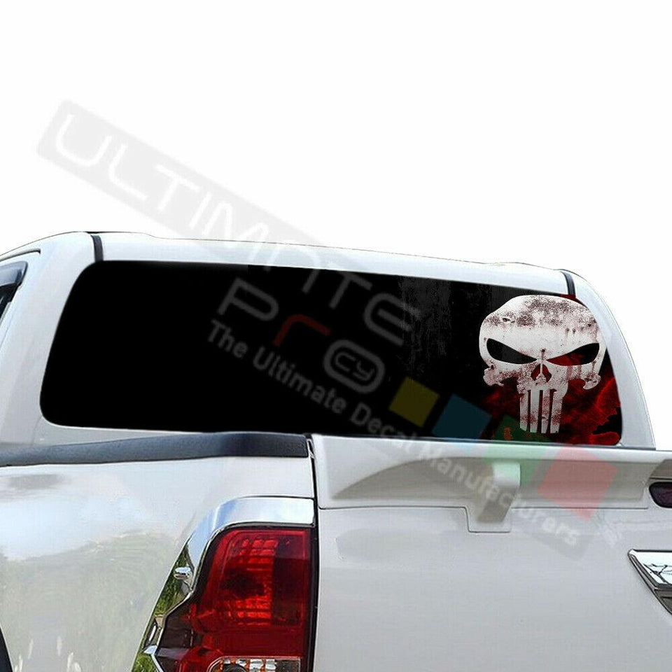 Skulls Window See Thru Stickers Perforated for Toyota Hilux 2016 2017 2018 2019