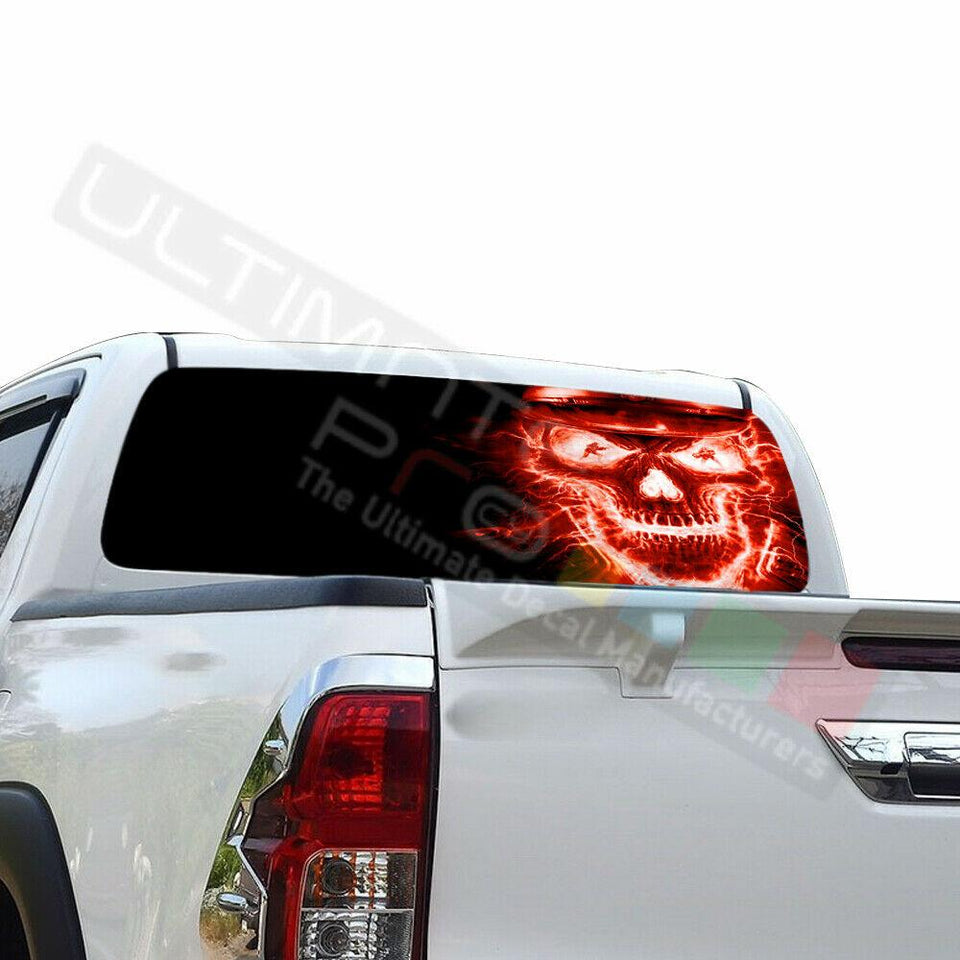 Skulls Window See Thru Stickers Perforated for Toyota Hilux 2016 2017 2018 2019