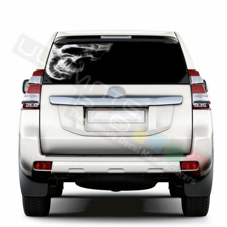 Skulls Window See Thru Stickers Perforated for Toyota Land Cruiser 2017 2018