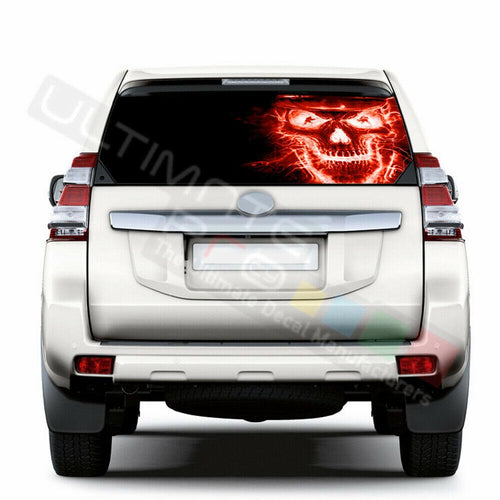 Skulls Window See Thru Stickers Perforated for Toyota Land Cruiser 2017 2018