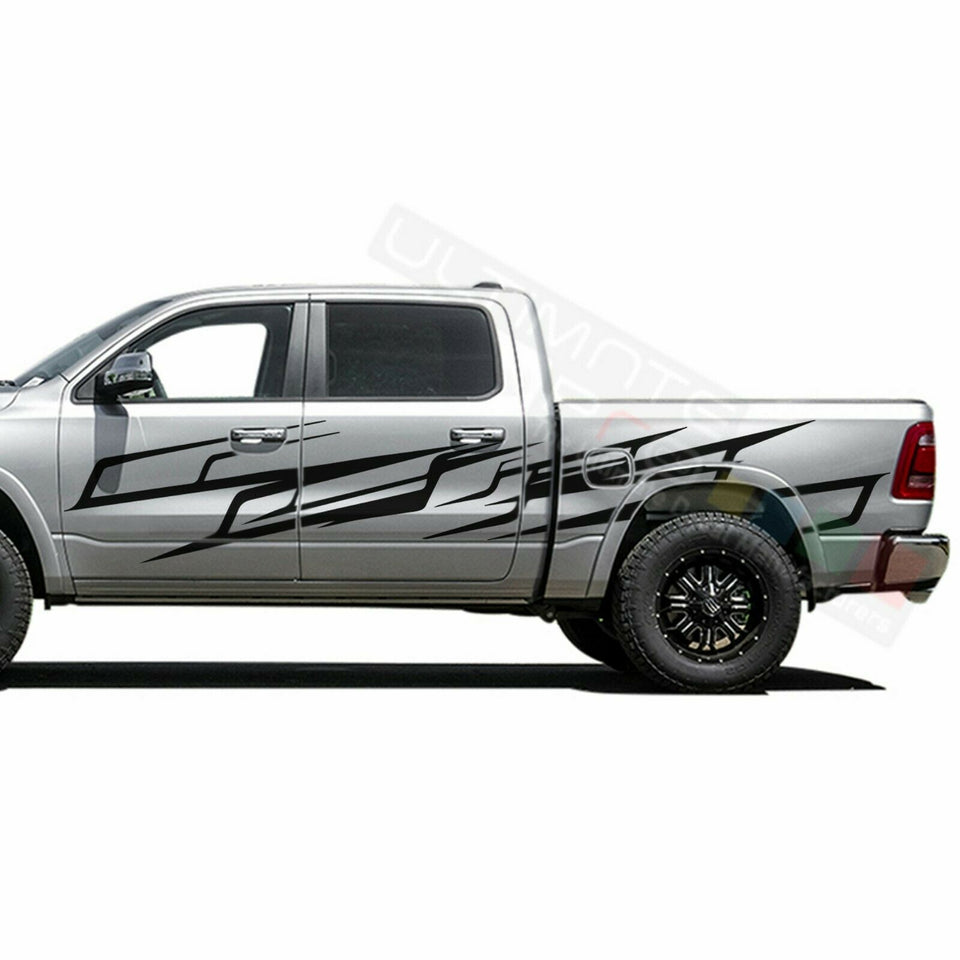 Splash Brush Side Doors Stripes Wrap Decal Sticker for Dodge Ram Crew Cab 3500