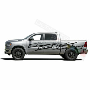 Splash Brush Side Doors Stripes Wrap Decal Sticker for Dodge Ram Crew Cab 3500