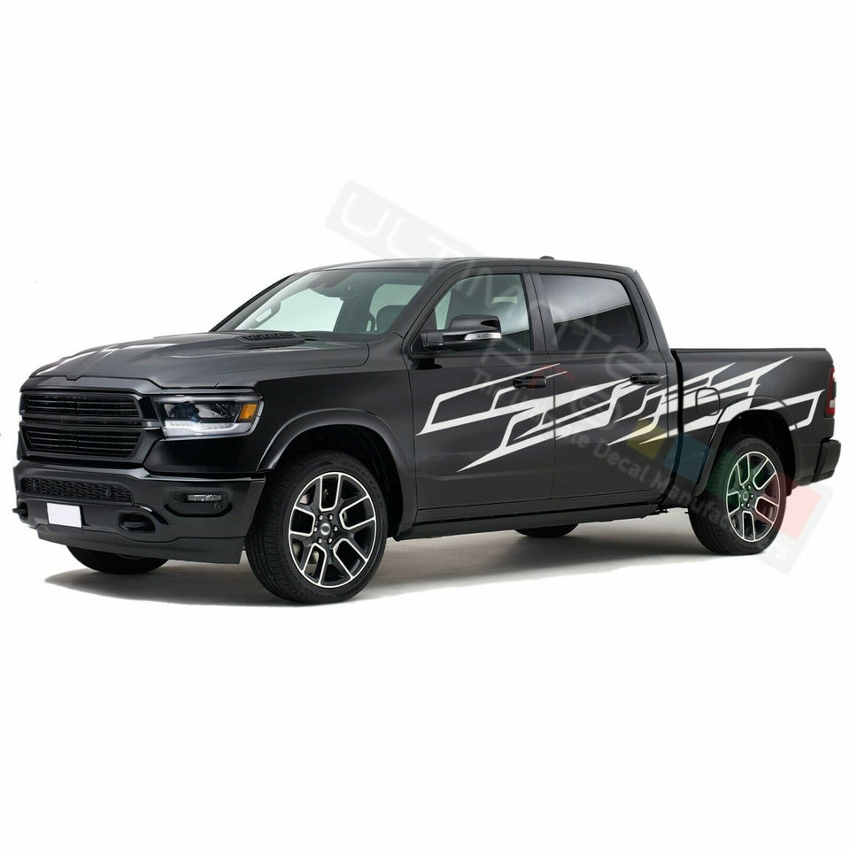 Splash Brush Side Doors Stripes Wrap Decal Sticker for Dodge Ram Crew Cab 3500