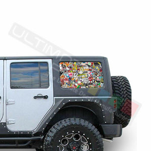 Sticker Bomb See Thru Stickers Perforated for Jeep Wrangler 4 doors side window