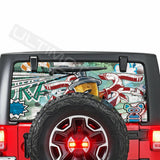 Sticker Bomb Skin CThru Stickers Perforated for Jeep Wrangler 2 doors rear window